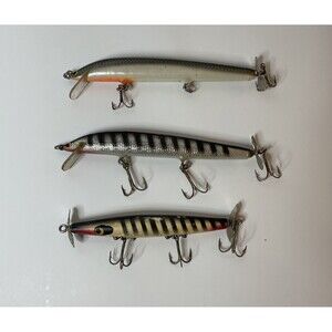 Vintage Lot Of 3 Fishing Lures 5” Minnow Spinners Smithwick